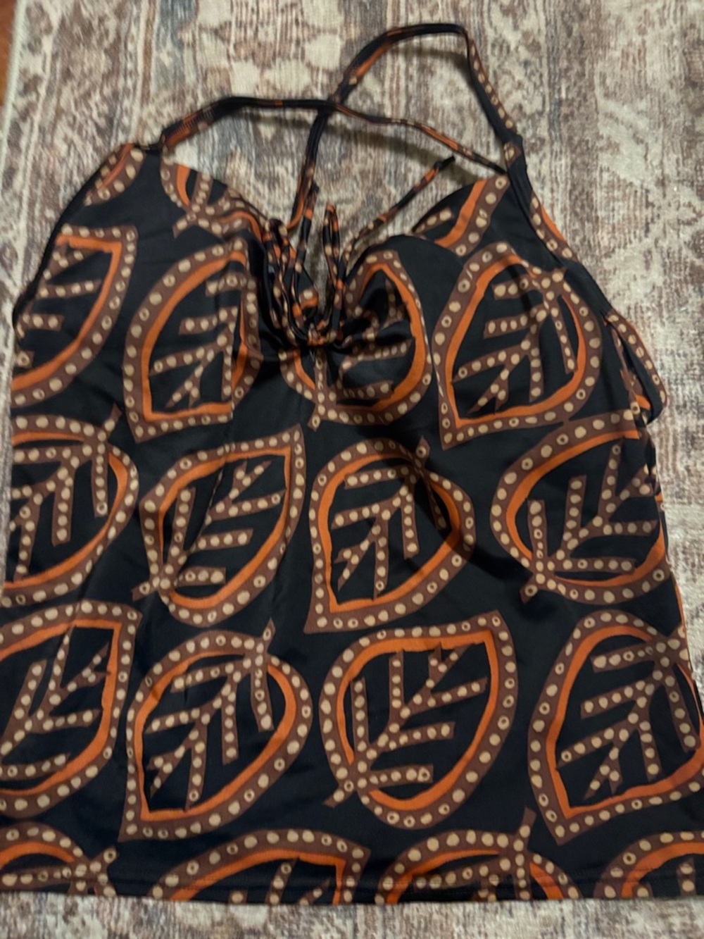 Victoria's Secret Black and Brown Leaf-Print Swim Coverup